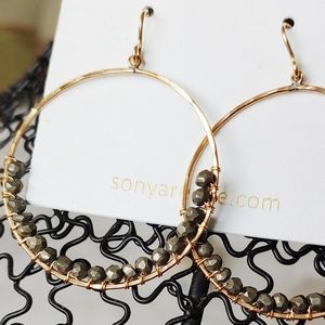 New!✨Pyrite & 18k Gold Hoop Earrings
